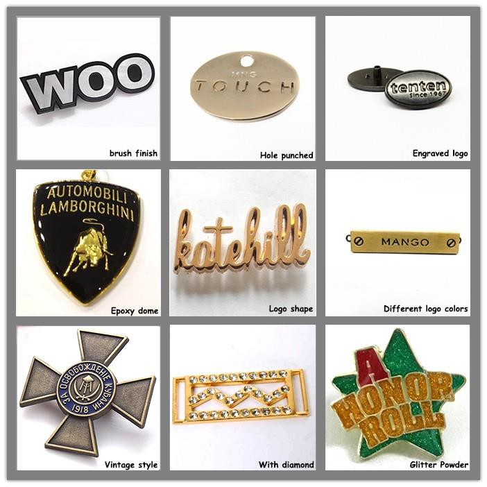 custom zinc alloy label clothing metal plate